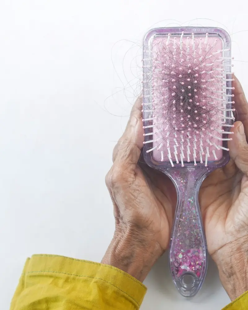 Hands holding a hair brush