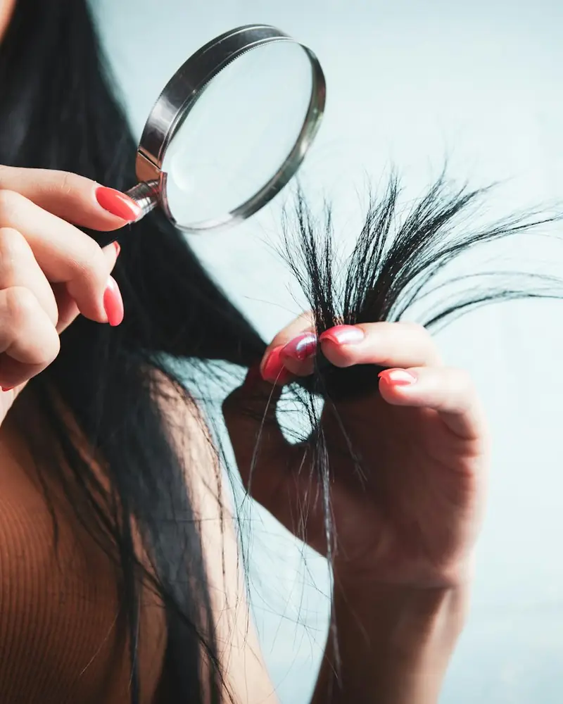 Hair being examined closely